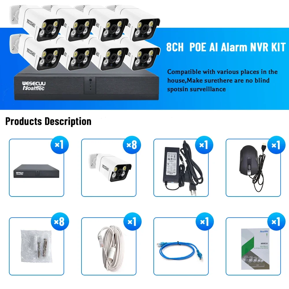 Nvr Kit 8 Channel - Kit Sistema di Videosorveglianza CCTV con