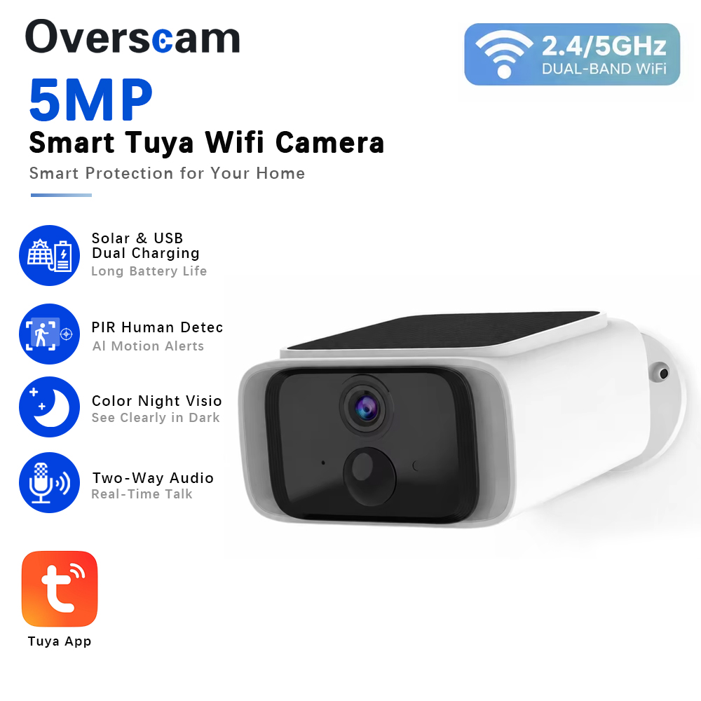 Home Security Indoor Cameras - Telecamera di sicurezza solare Tuya 5MP